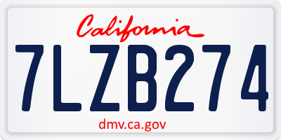 CA license plate 7LZB274