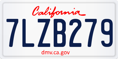 CA license plate 7LZB279