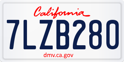 CA license plate 7LZB280