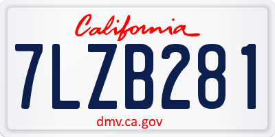 CA license plate 7LZB281
