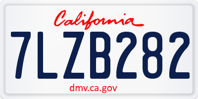 CA license plate 7LZB282