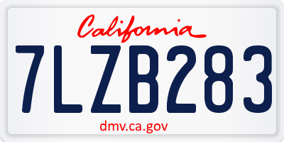 CA license plate 7LZB283