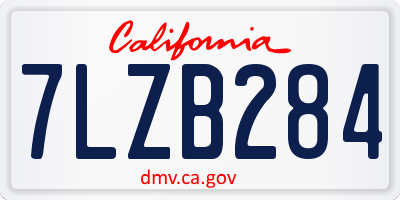 CA license plate 7LZB284