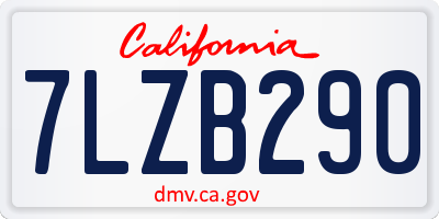 CA license plate 7LZB290