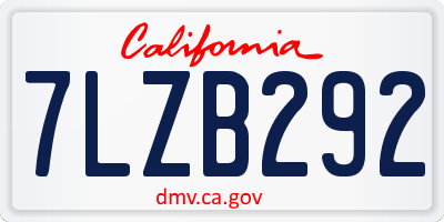 CA license plate 7LZB292