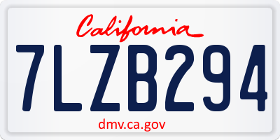 CA license plate 7LZB294