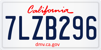 CA license plate 7LZB296