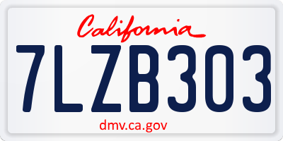CA license plate 7LZB303