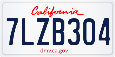 CA license plate 7LZB304