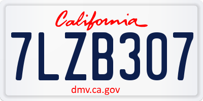 CA license plate 7LZB307