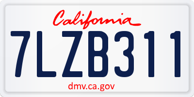 CA license plate 7LZB311