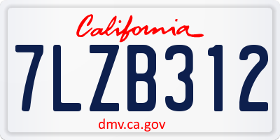CA license plate 7LZB312