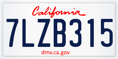 CA license plate 7LZB315