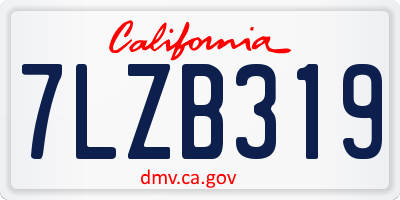 CA license plate 7LZB319