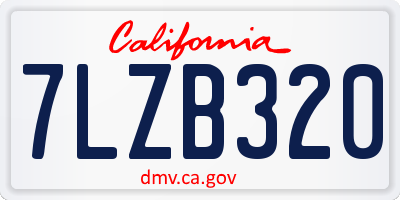 CA license plate 7LZB320