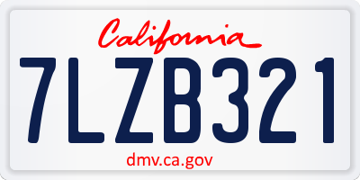 CA license plate 7LZB321