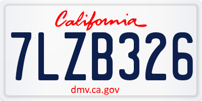 CA license plate 7LZB326