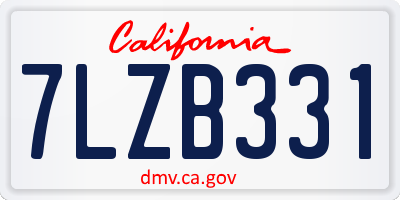 CA license plate 7LZB331
