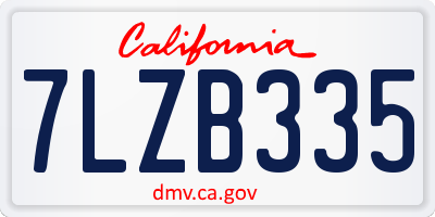 CA license plate 7LZB335