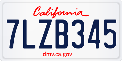 CA license plate 7LZB345