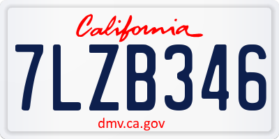 CA license plate 7LZB346