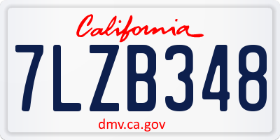 CA license plate 7LZB348