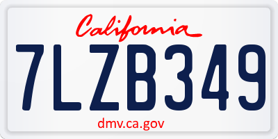 CA license plate 7LZB349