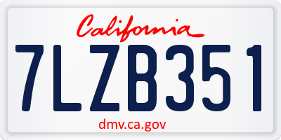 CA license plate 7LZB351