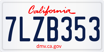 CA license plate 7LZB353