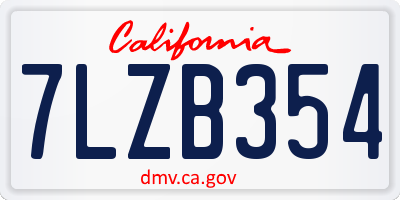 CA license plate 7LZB354