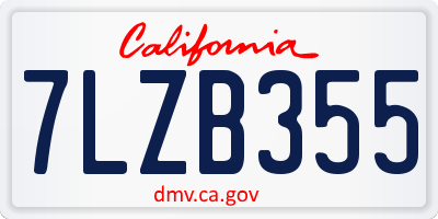 CA license plate 7LZB355