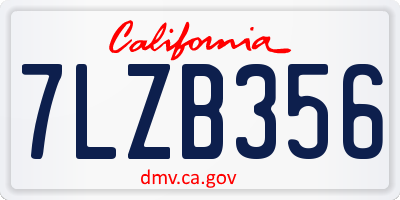 CA license plate 7LZB356