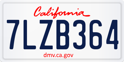 CA license plate 7LZB364