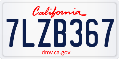 CA license plate 7LZB367