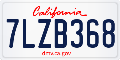 CA license plate 7LZB368