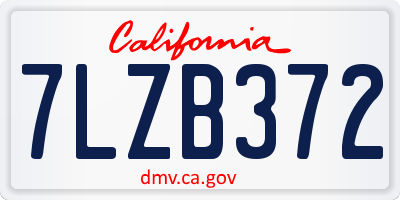CA license plate 7LZB372