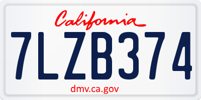 CA license plate 7LZB374