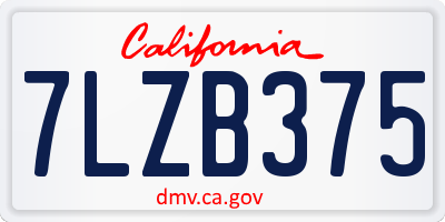 CA license plate 7LZB375