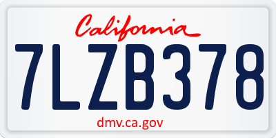 CA license plate 7LZB378