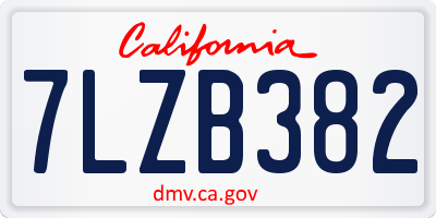 CA license plate 7LZB382