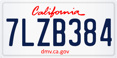 CA license plate 7LZB384