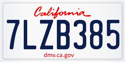 CA license plate 7LZB385