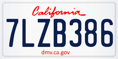 CA license plate 7LZB386