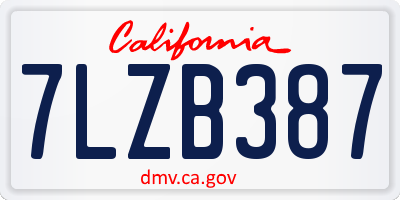 CA license plate 7LZB387