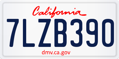 CA license plate 7LZB390