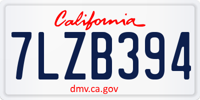 CA license plate 7LZB394