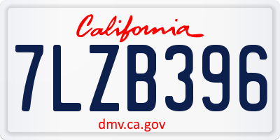 CA license plate 7LZB396