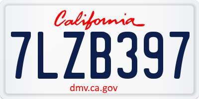 CA license plate 7LZB397