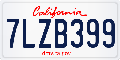 CA license plate 7LZB399
