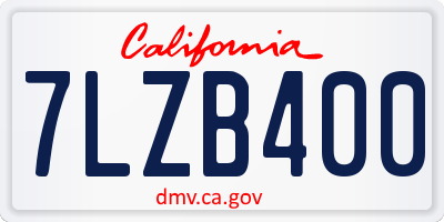 CA license plate 7LZB400